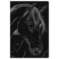 Wynwood Studio Životinje Zidno umjetnosti platno Otisci 'Skice konja Black' Farmske životinje - crno,