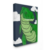 Stupell Industries T-Re Kid's Ilustracija Green Dinosaur plavo nebo platno Dizajn zidnog umetnosti Daphne