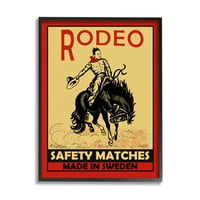 Stupell Industries Rodeo Safety Matches Cowboy Bucking Bronco Red Yellow, 20, dizajnirao Mark Rogan