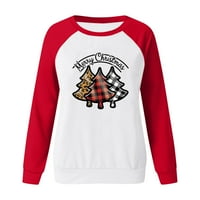 Holiday pulover dugi rukavi vrhovi udobna dama karirana božićna jelka grafičke majice Casual labava košulja