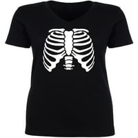 Skeletna rebra ženske majice V-izrez