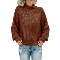 Duks Charella za žene dugih rukava Turtleneck pleteni džemperi Jesen zimski casual labavi kabel pletene