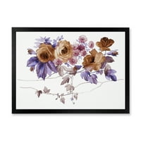 Designart 'Purple Wildflowers On White IV' tradicionalni uokvireni umjetnički Print