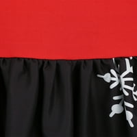 Beiwei dame linija pahuljica Print Xmas Midi haljine dugi rukavi Swing Božićna haljina sa ramena Holiday