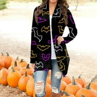 Strungtenwomenska Moda Casual Halloween Print Dugi rukav prednji kardigan Print Top lagani Jacketcardigan
