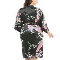 Niveer dame mekana dužina pidžama za žene casual spavaćice rukav salon kimono labav ogrtač crne s