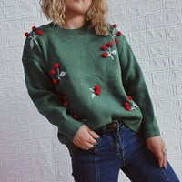 Ketyyh-chn dugi džemperi za žene dugi rukavi pleteni pulover džemper vrhovi Casual Winter Green, XL