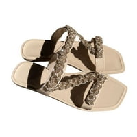 Suokom ženske sandale, ljetne sandale za žene ravne klizanje na sandalama Kristalne rimske cipele Otvorene prste casual sandale papuče