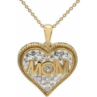 Crystal 18kt zlatni ton Clear Mom Heart privjesak, 18 lanac