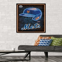 New York Mets-Neonski Zidni Poster Za Kacige, 22.375 34