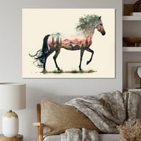 Dvokrevetna izloženost konja sa prirodnim pejzažom i platna zidna umjetnost