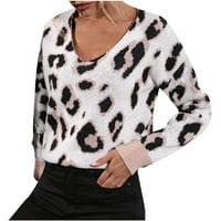 Zedker seksi džemperi za žene, Ženski predimenzionirani džemperi ženski kratki modni Leopardov džemper
