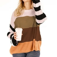 Voncos džemperi za žene - na klirensu Dugi rukav okrugli vrat Casual pulover ženski džemperi na vrhu smeđe