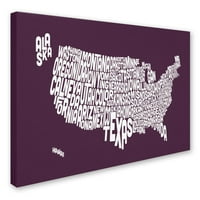 TRADEMARK ART 'MULBERRY-USA Države Tekst Mapa' Canvas Art by Michael Thpsett