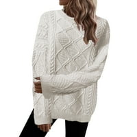 Cuekondy džemper za žene Turtleneck Cable Knit Dugi rukav pulover ženski vrhovi topla trikotaža