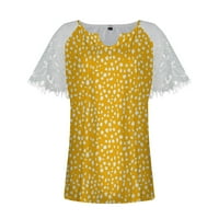 Bazyrey ženski okrugli izrez vrhovi ženski kratki rukav čvrsta bluza ljeto Casual Tunic Shirts Yellow