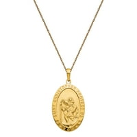 Primal Gold Karat žuto zlato Privezak za medalju Svetog Kristofera sa lancem za užad