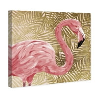 Wynwood Studio Životinje Wall Art Canvas Prints 'Flamingo Profil Gold' Birds-Gold, Pink