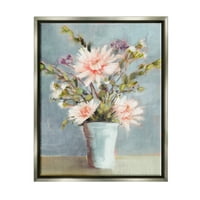 Stupell Industries Flower Bouquet Pink Blooms Botanička I Cvjetna Slika Siva Floater Framered Art Print