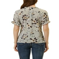 Jedinstvene ponude Žene cvjetne ruffled kratke rukave vrhunska bluza