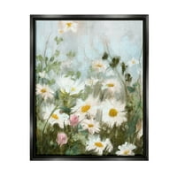 Stupell Industries Wild Daisies Blooming Meadow Botanical & Floral Painting Black Floater Framered Art