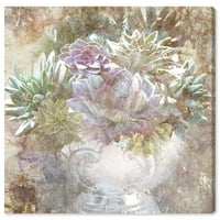 Wynwood Studio floral and Botanical Wall Art Canvas Prints 'Serving Succulents' Botanicals-Green, Purple