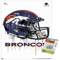 Denver Broncos-zidni Poster za kacigu sa potisnim iglama, 14.725 22.375
